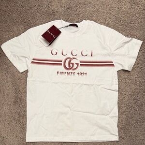 Gucci White Tee with Red Detailing